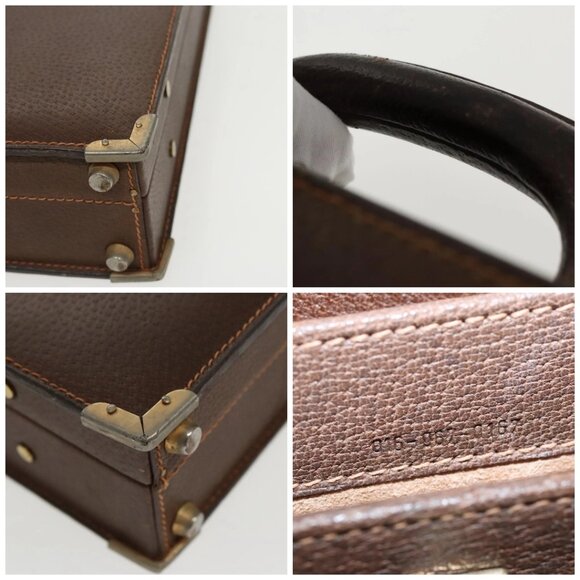 GUCCI Attache Case Trunk Leather Brown Gold - Picture 11 of 15